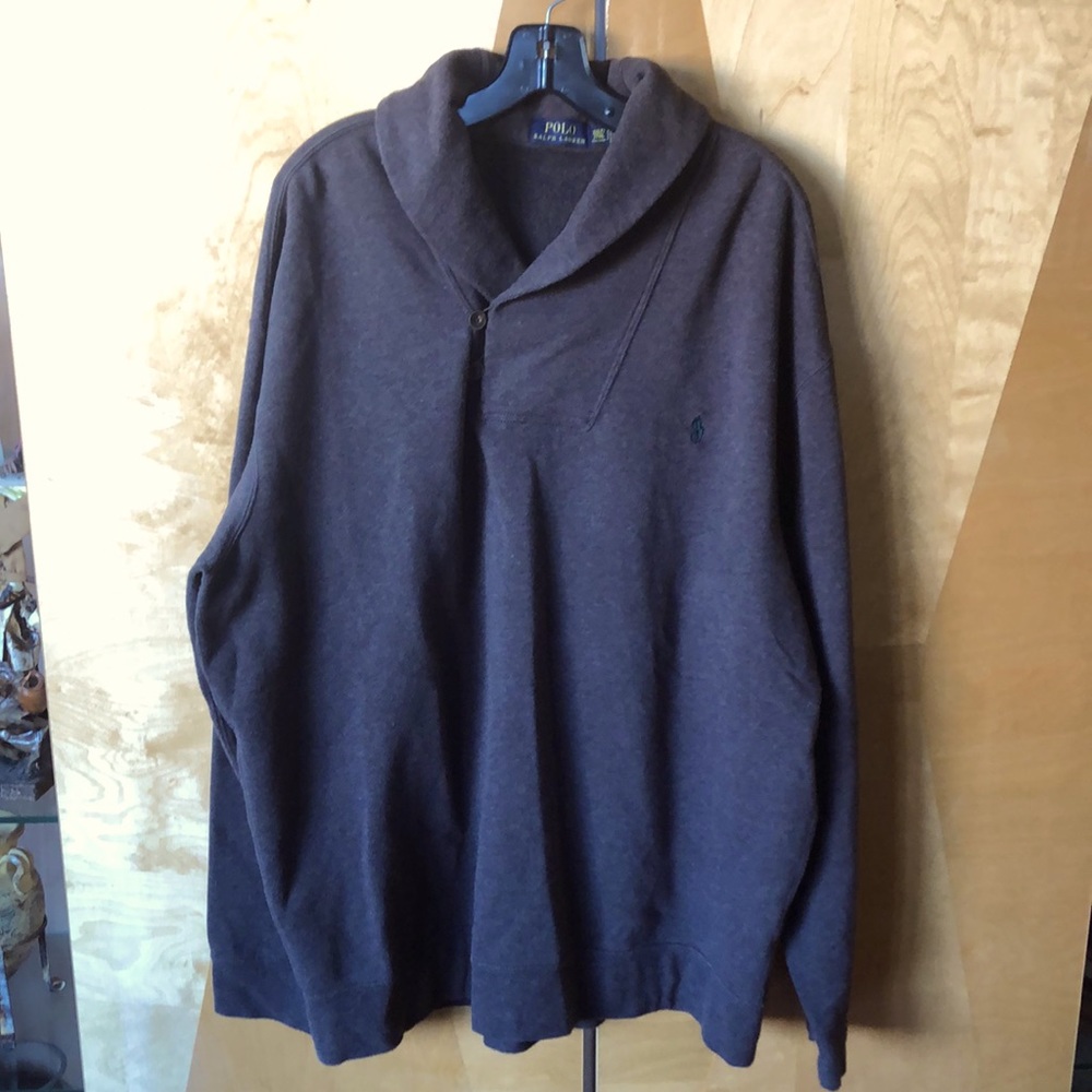 Polo by Ralph Lauren Brown Shaw Collar Sweater with Elbow Patches Sz 2XLT